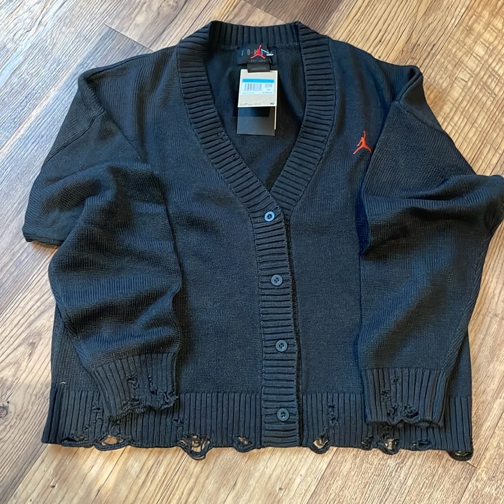 Air Jordan Distressed Cardigan Sweater NWT
